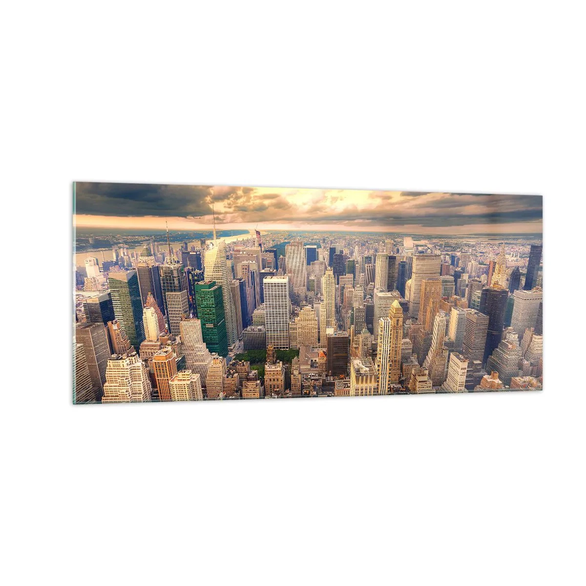 Schilderen op glas - Vergulde metropool - 100x40 cm
