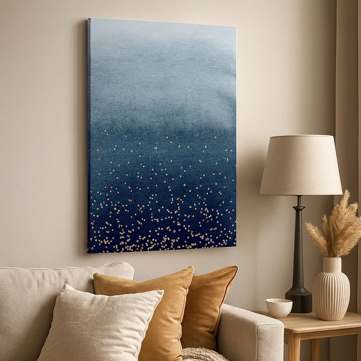 Schilderen op canvas - Samenstelling - blauwe fasen - 50x70 cm