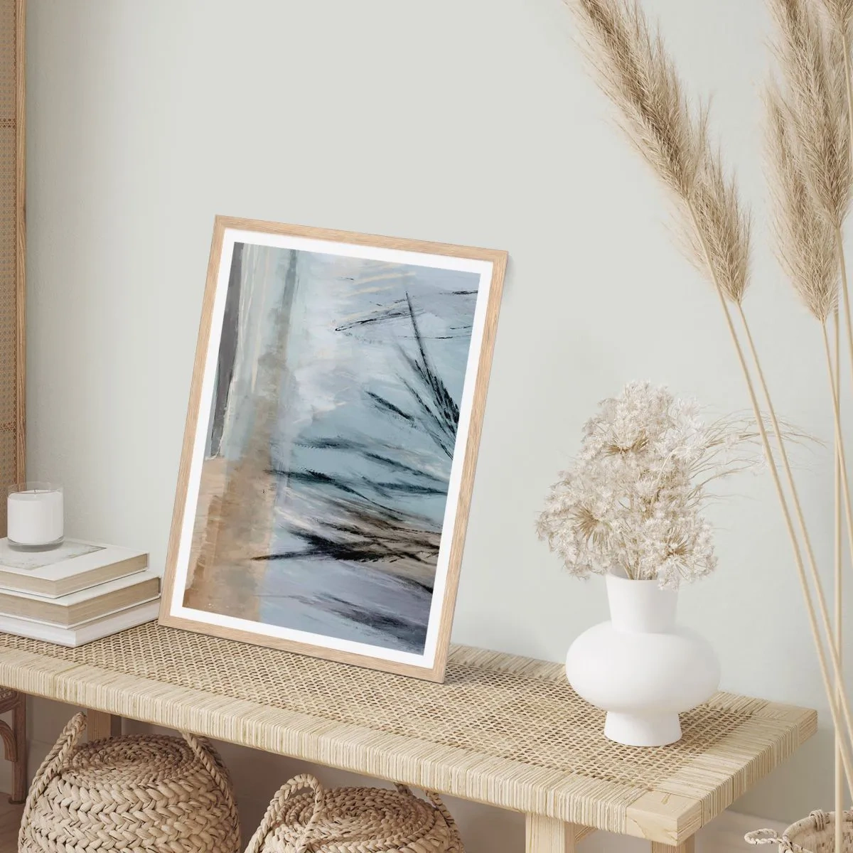 Een poster in een licht eiken lijst - Wintervelden - 61x91 cm