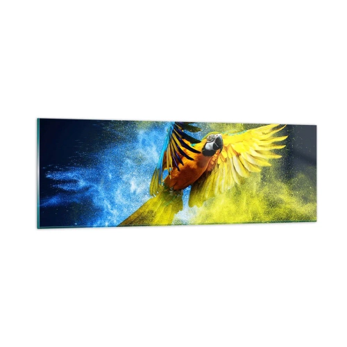 Schilderen op glas - In het blauwe en gouden stof - 90x30 cm