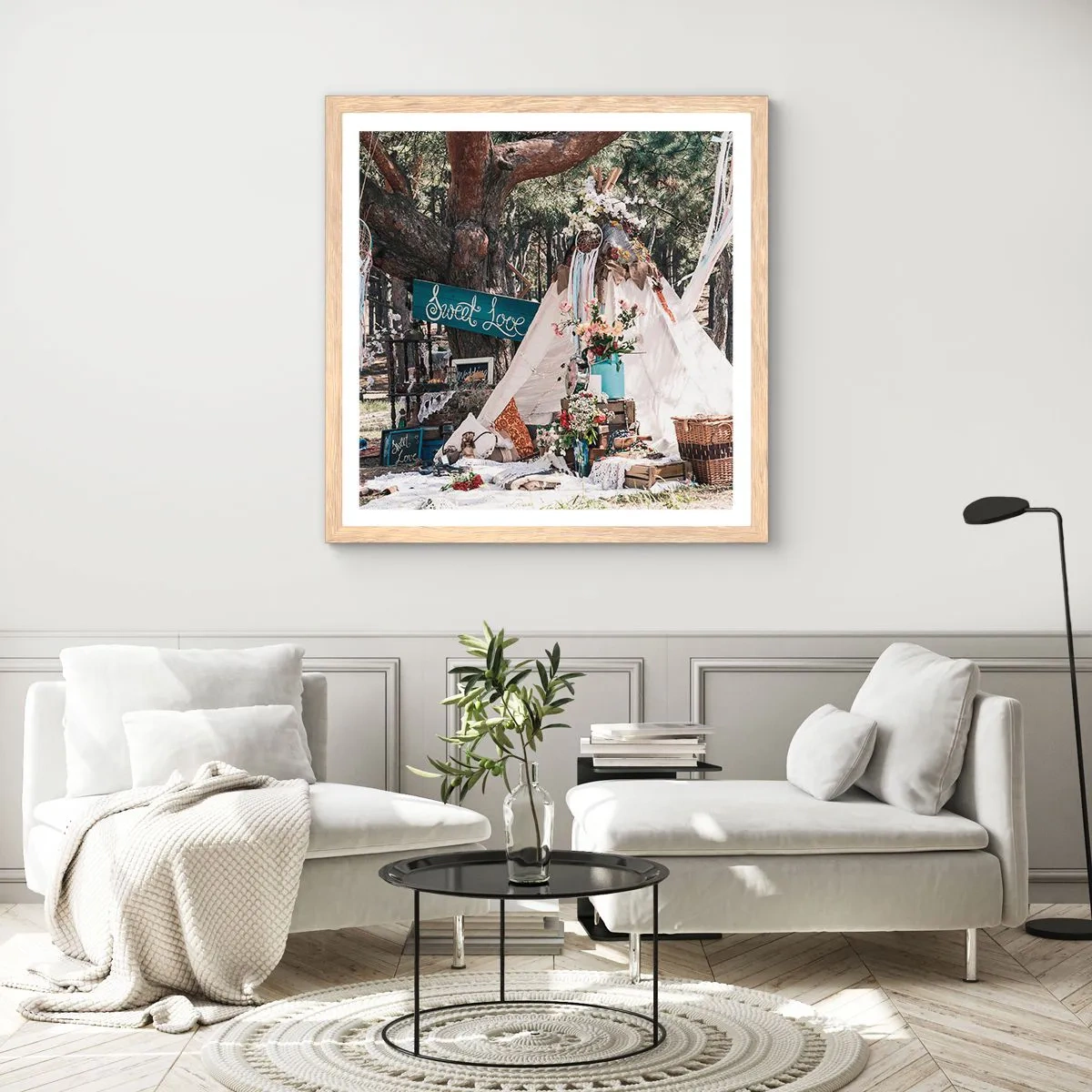 Een poster in een licht eiken lijst - De liefde bedrijven ... - 30x30 cm