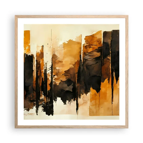 Een poster in een licht eiken lijst - Harmonie van zwart en goud - 60x60 cm