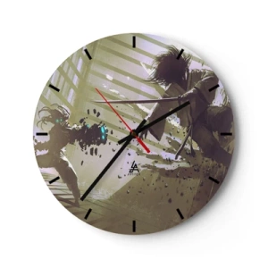 Wandklok - Klok - Samurai-duel in een dynamische scène - 30x30cm - En je kunt een samoerai zijn - Moderne wanddecoratie voor woonkamer, keuken en slaapkamer ARTTOR