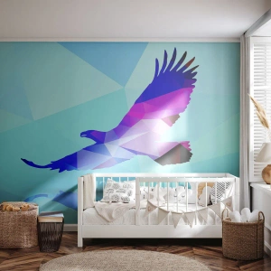 Zelfklevend Fotobehang Deluxe Sticker - Adelaar in een lila kristal - Vogel, Adelaar, Geometrische figuur - 350x256 cm