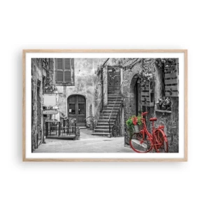 Een poster in een licht eiken lijst - Toscaanse steeg - 91x61 cm