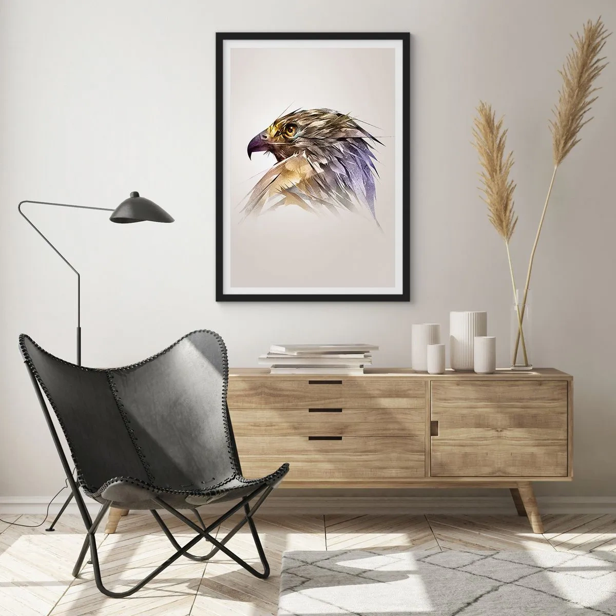 Poster in een zwarte lijst - Portret van een krijger - 70x100 cm