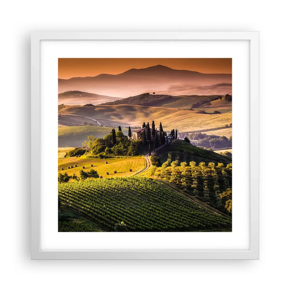 Poster in een witte lijst - Arcadia - het Toscaanse landschap - 40x40 cm