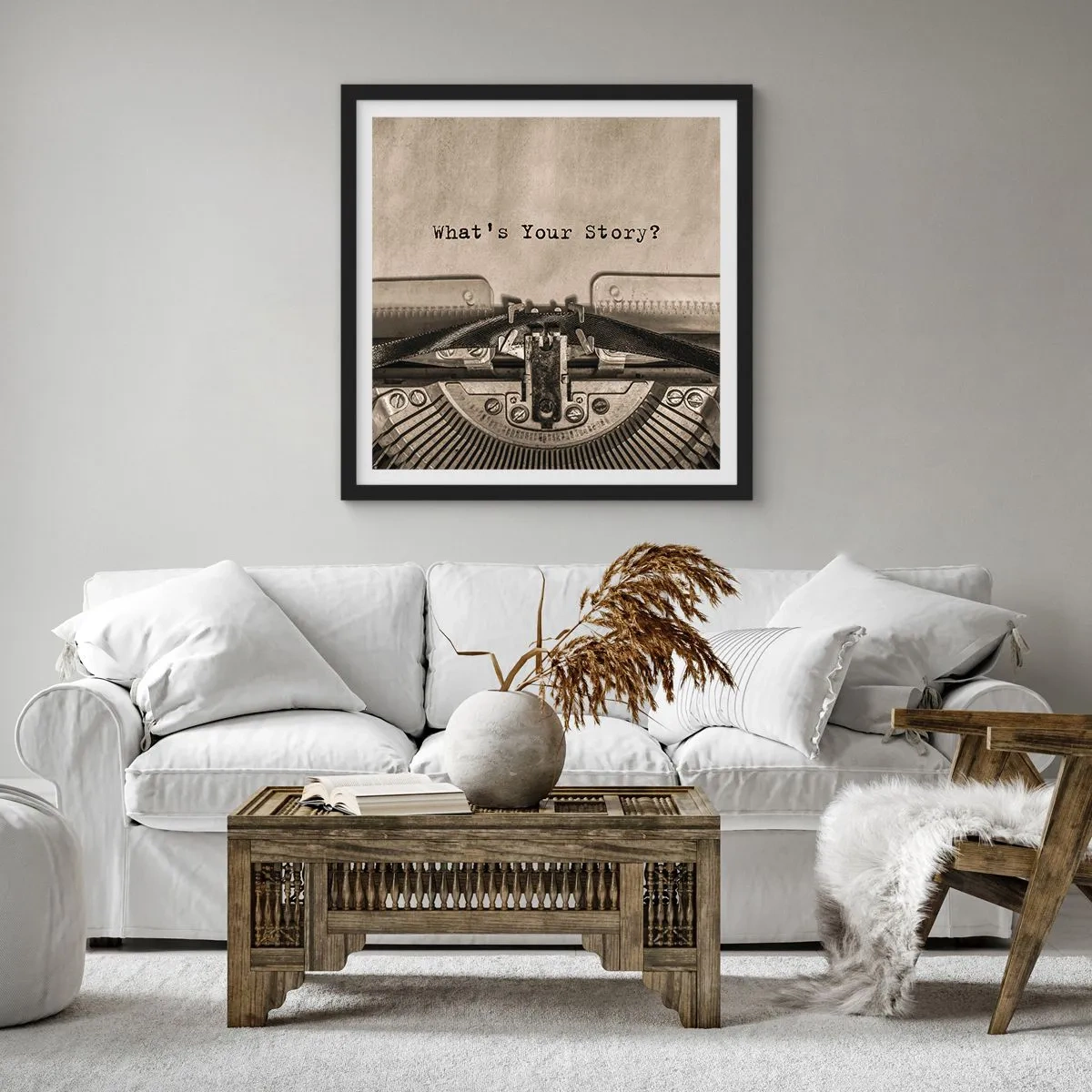 Poster in een zwarte lijst - Vertel het mee - 30x30 cm