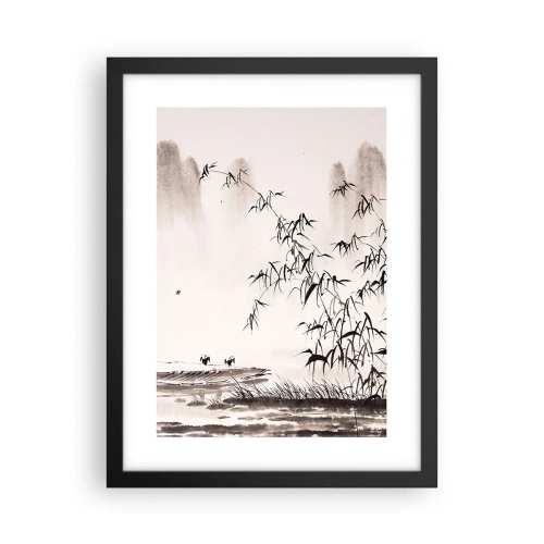 Poster in een zwarte lijst - De stilte van de rijstvelden - 30x40 cm