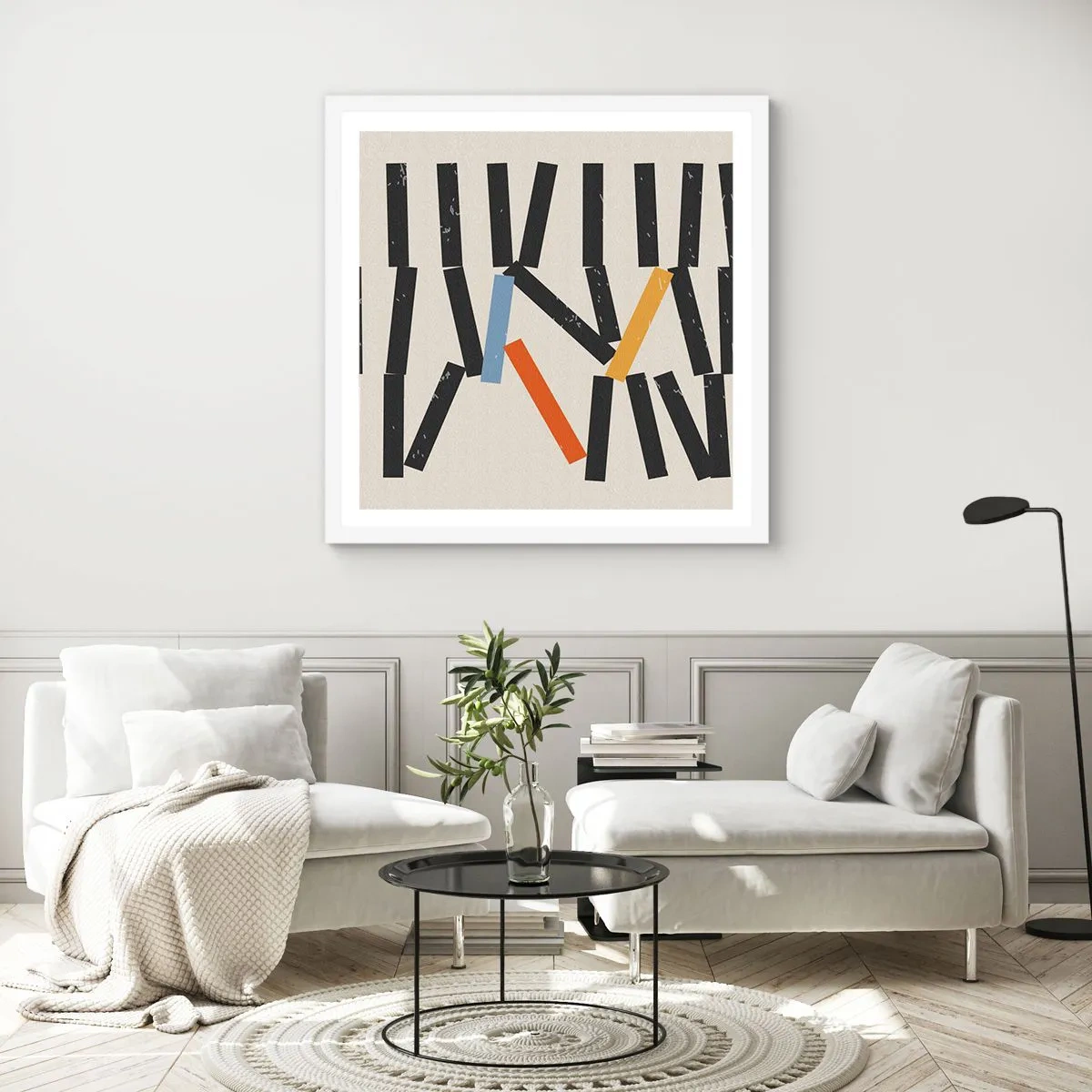 Poster in een witte lijst - Domino – compositie - 30x30 cm