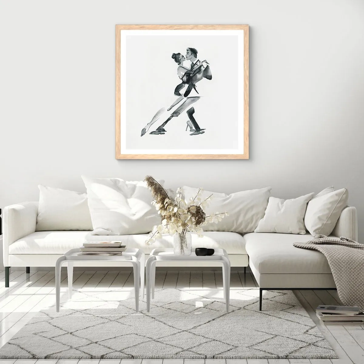 Een poster in een licht eiken lijst - In één slag - 50x50 cm