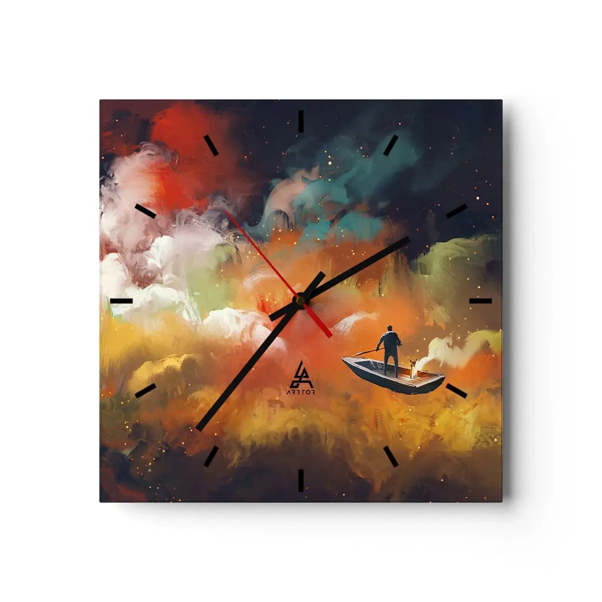 Wandklok - Klok - Met de boot door de sterrenstelsel - 40x40 cm