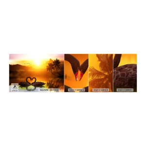 Fotobehang Staaltje Standard Eco - Alles gaat samen - Hart, Zwanen, Kokospalm - 100x30 cm