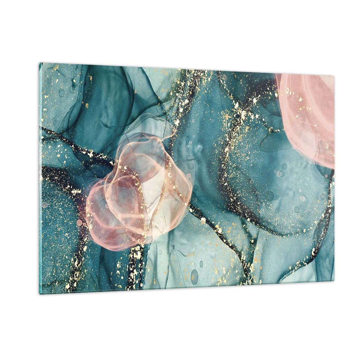 Schilderen op glas - Zijdeblauw, tule roze - 120x80 cm