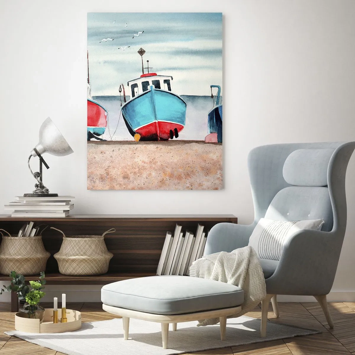 Schilderen op glas - Klaar om te vissen - 50x70 cm