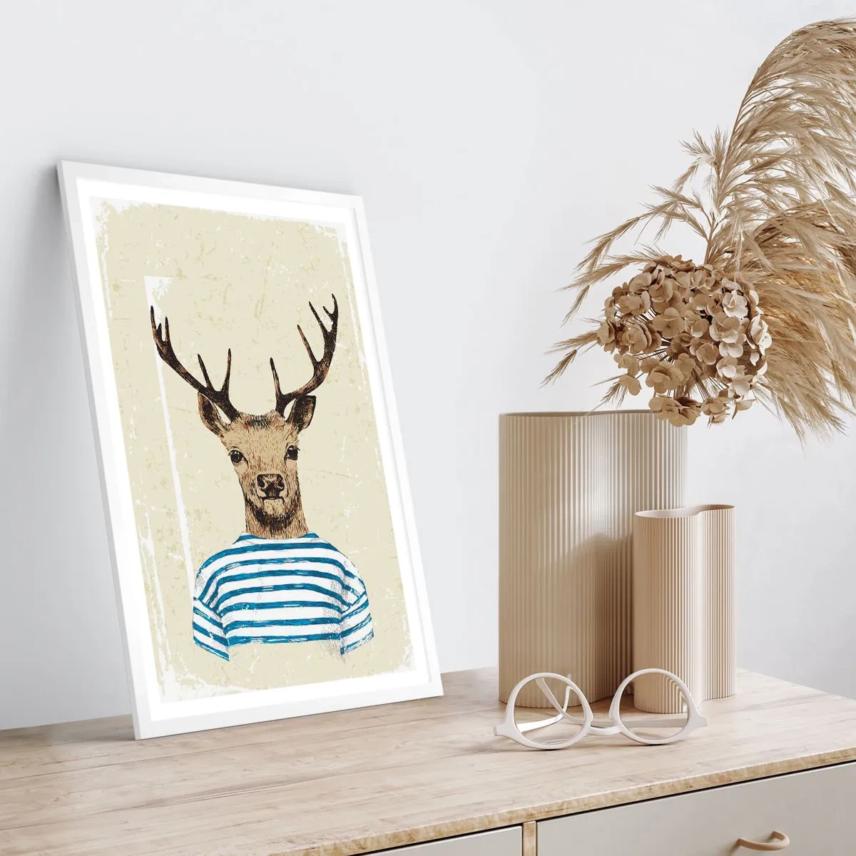 Poster in een witte lijst - Omdat ik van gestreepte t-shirts hou! - 70x100 cm