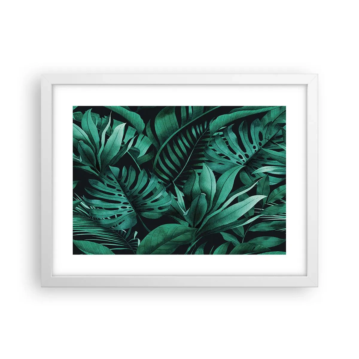 Poster in een witte lijst - De diepte van tropisch groen - 40x30 cm