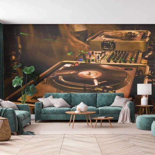 Fotobehang Premium Sand - Voel je de kracht? - Muziek, DJ, Vinyl - 100x70 cm