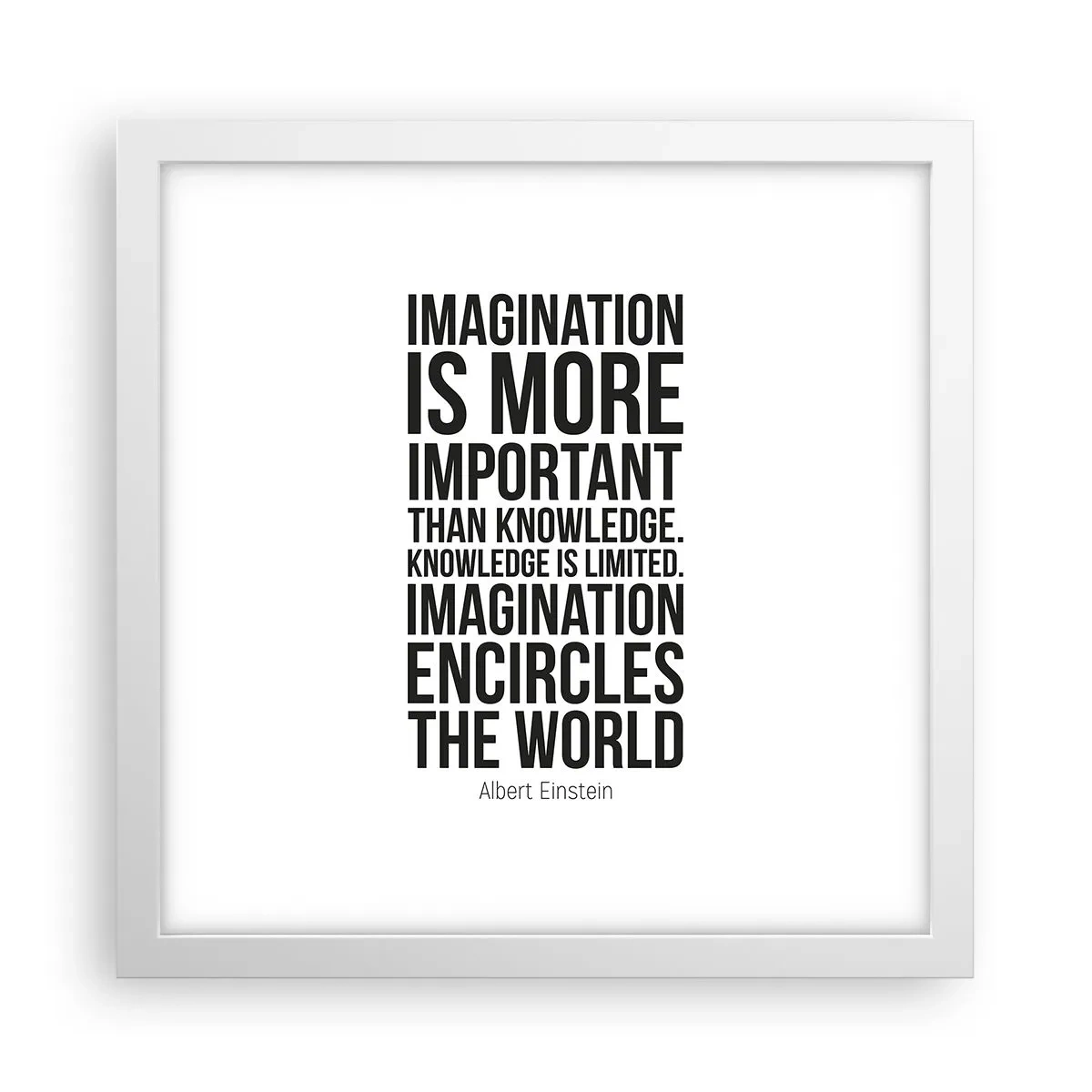 Poster in een witte lijst - Einstein over de kracht van verbeelding - 30x30 cm