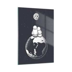 Schilderen op glas - Een kosmisch love story  - 50x70 cm