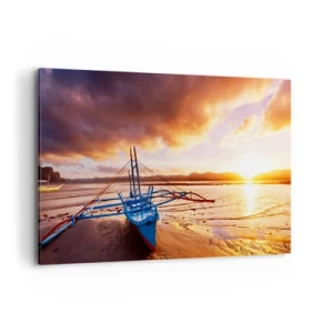 Schilderen op canvas - Strek je uit op het zand na een hele dag - 100x70 cm