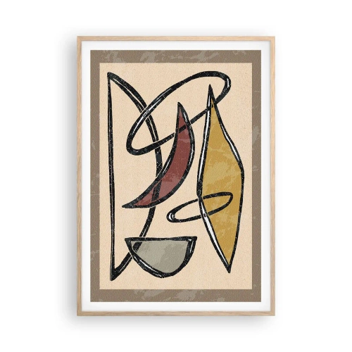 Een poster in een licht eiken lijst - Compositie – bogen en ovalen - 70x100 cm
