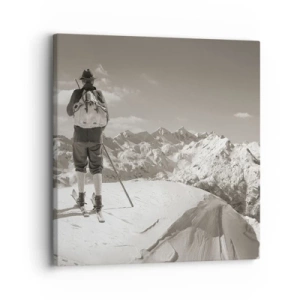 Schilderen op canvas - En de bergen blijven onveranderd - 30x30 cm