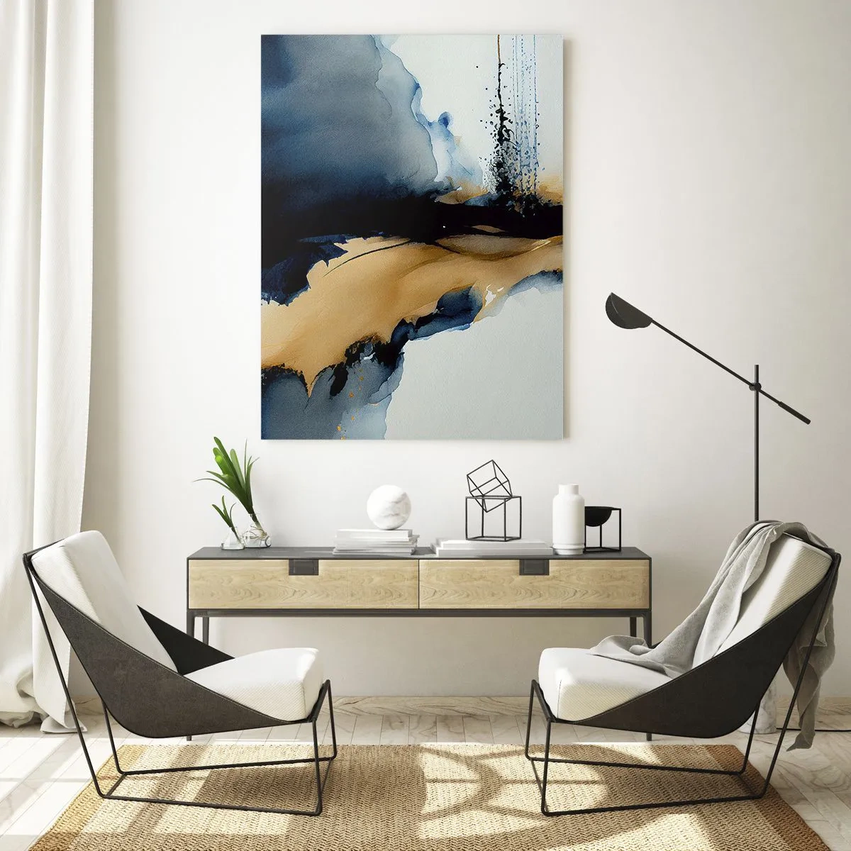 Schilderen op glas - Achter het gordijn - 50x70 cm