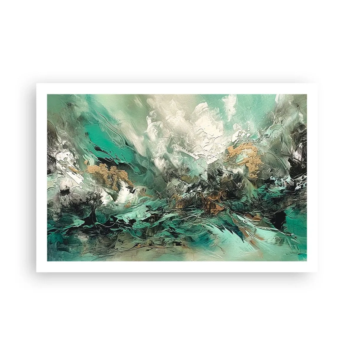 Poster - Emerald en zwarte branding - 91x61 cm
