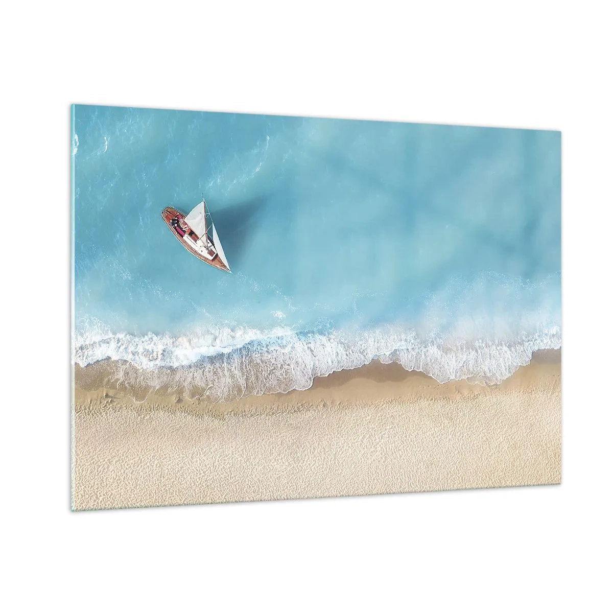 Schilderen op glas - Op de grens van blauw en goud - 100x70 cm