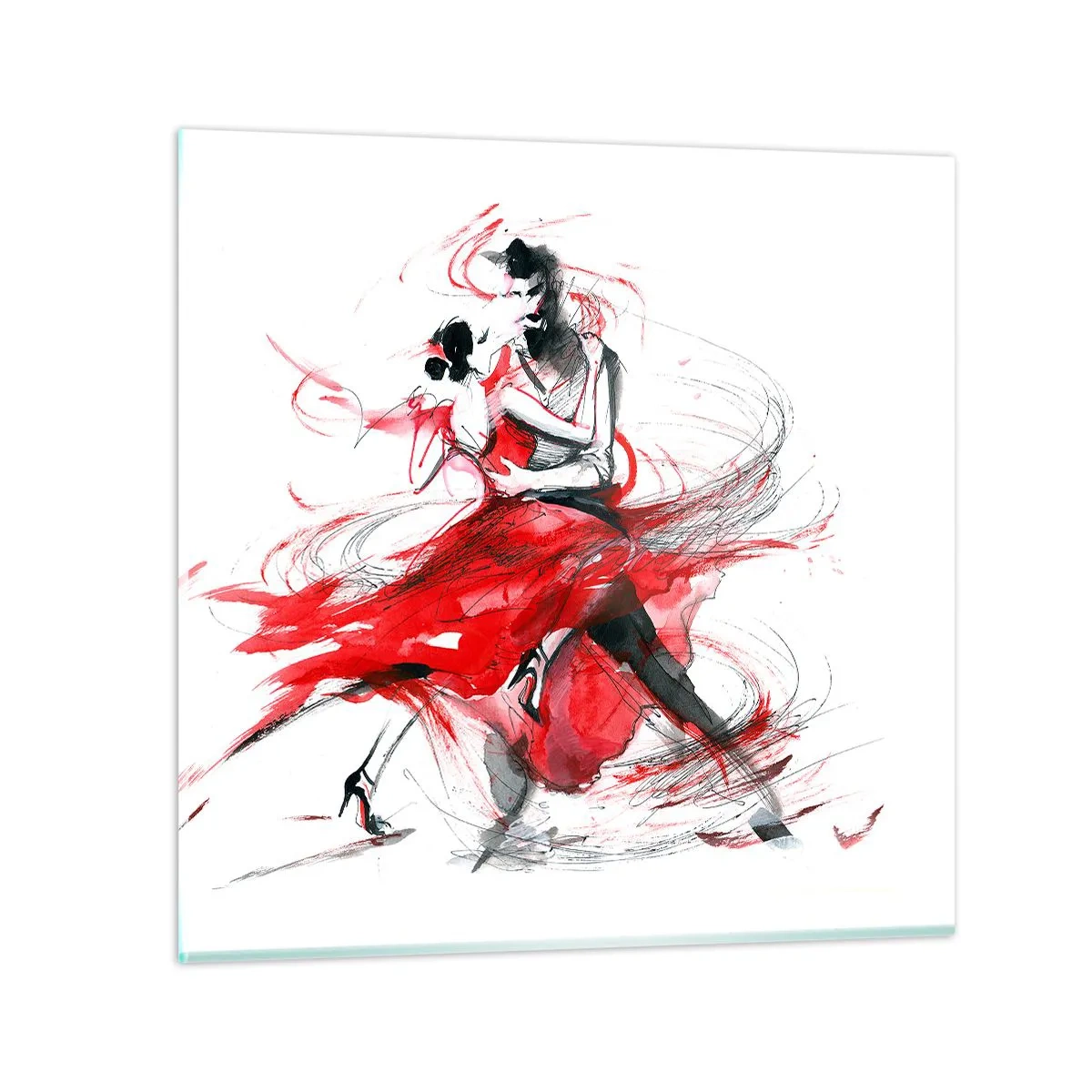 Schilderen op glas - Tango - het ritme van passie - 40x40 cm
