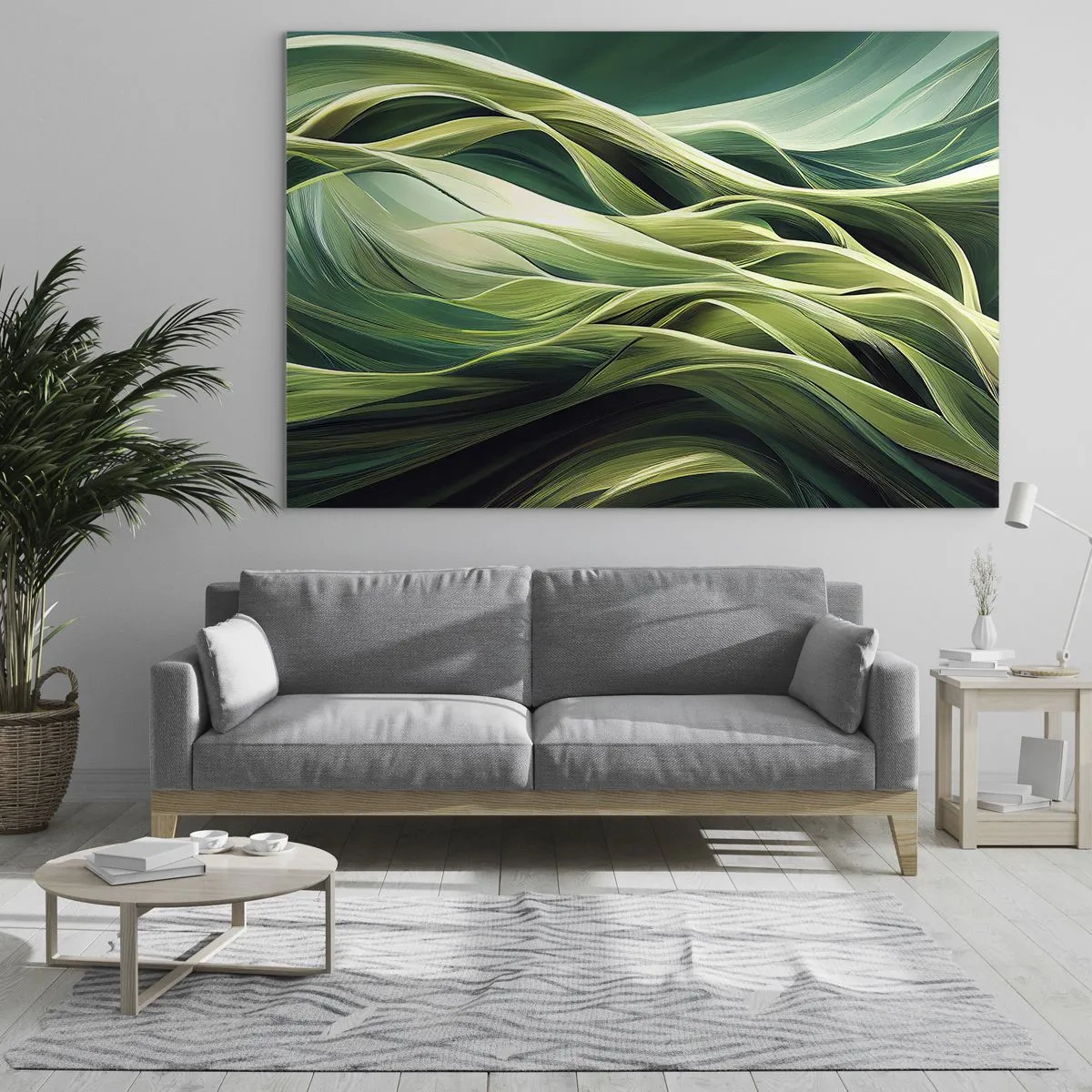 Schilderen op glas - Abstract groen spel - 100x70 cm