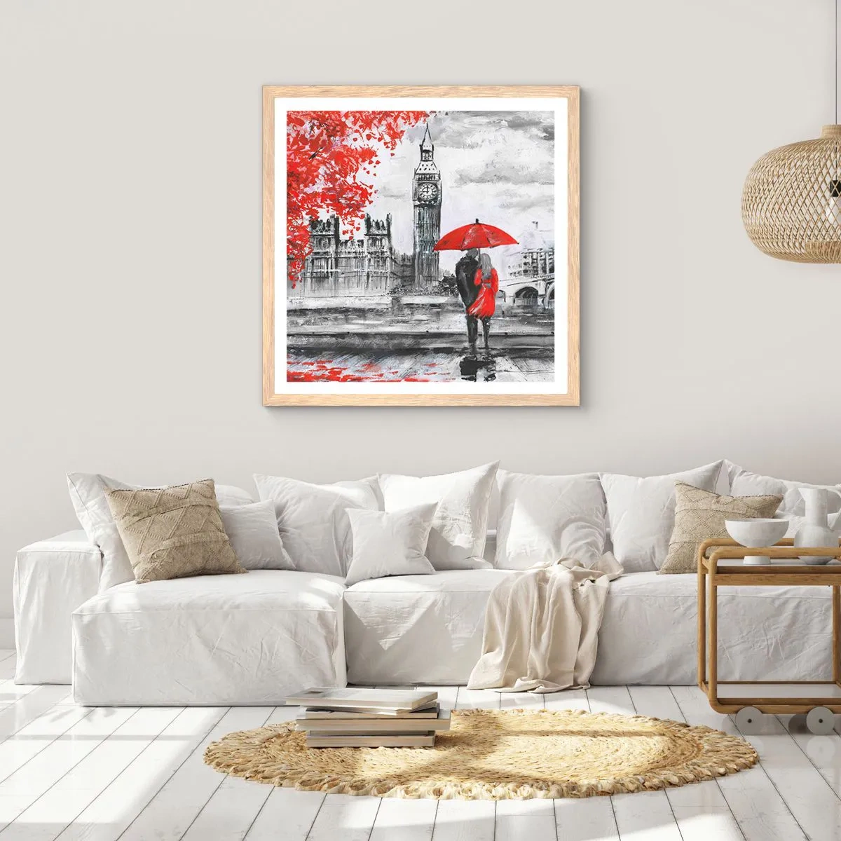 Een poster in een licht eiken lijst - Verliefd op Londen - 60x60 cm