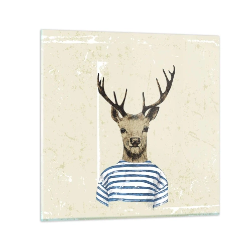 Schilderen op glas - Omdat ik van gestreepte t-shirts hou! - 60x60 cm