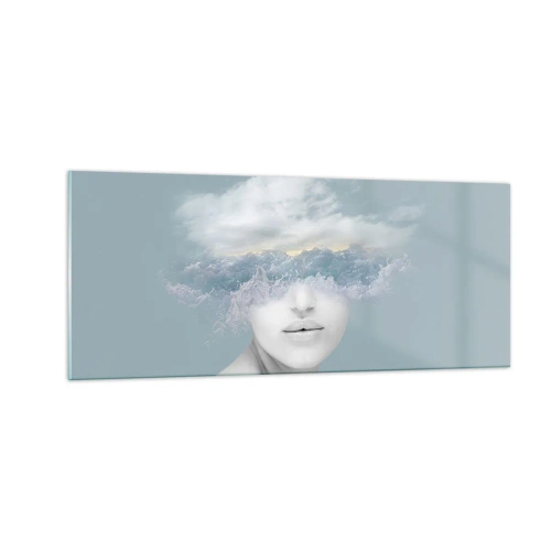 Schilderen op glas - Met hoofd in de wolken - 100x40 cm