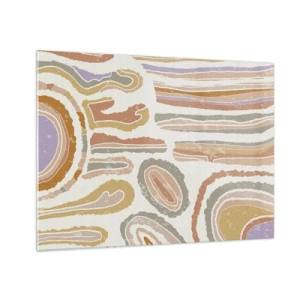 Schilderen op glas - Kleurrijke abstracte vormen die lijken op minerale dwarsdoorsneden - 70x50cm - Kleurrijke doorsneden - Moderne wanddecoratie voor woonkamer en slaapkamer ARTTOR