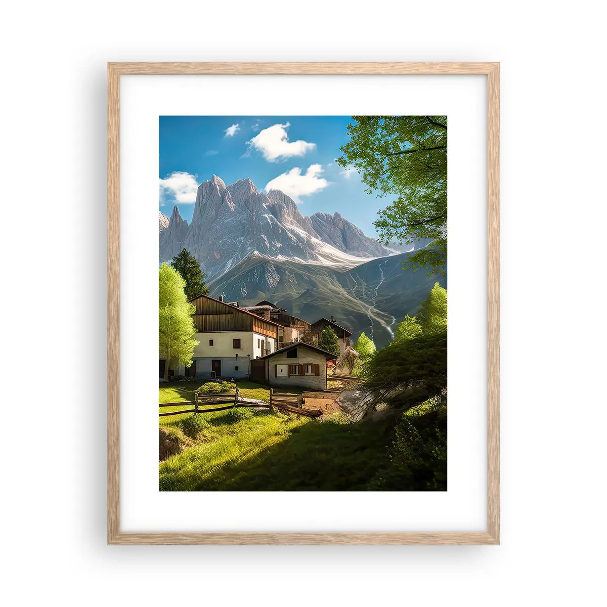 Een poster in een licht eiken lijst - Alpine idylle - 40x50 cm