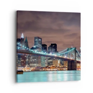 Schilderen op canvas - Lichten van een grote stad  - 40x40 cm