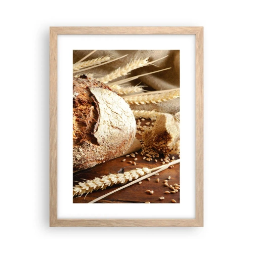 Een poster in een licht eiken lijst - Smakelijk, geurig, knapperig - 30x40 cm
