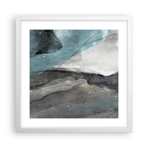 Poster in een witte lijst - Abstractie: rotsen en ijs - 40x40 cm
