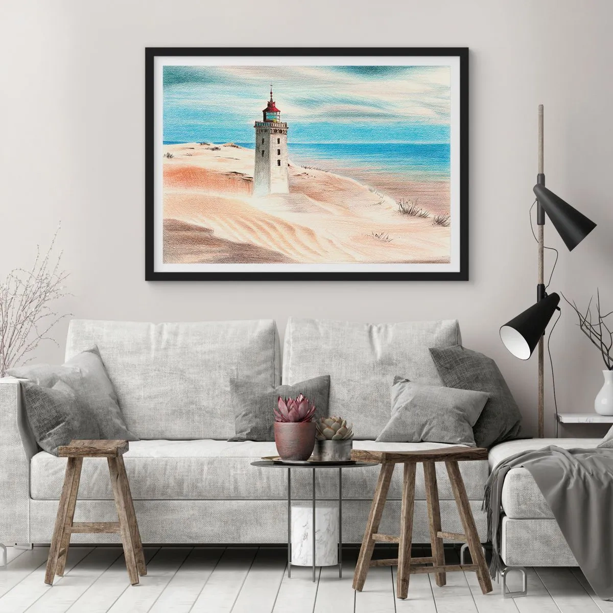 Poster in een zwarte lijst - Altijd staren naar de zee - 100x70 cm