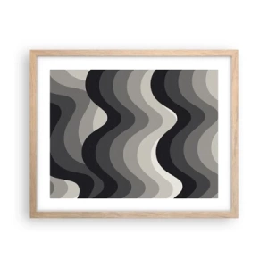 Een poster in een licht eiken lijst - Golf na golf - 50x40 cm