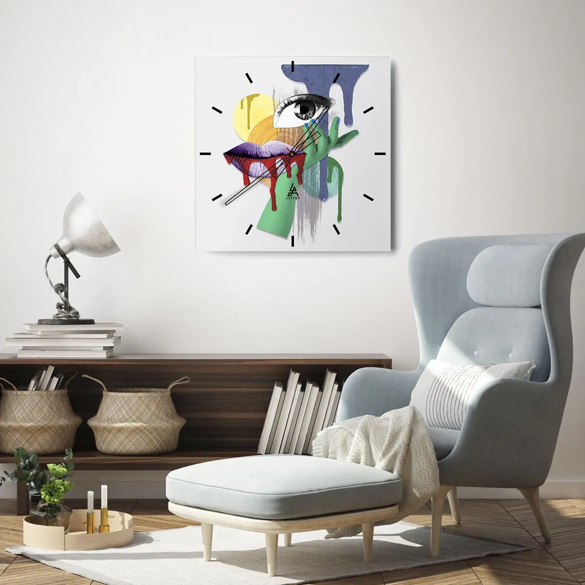 Wandklok - Klok - Een gedeconstrueerd portret - 40x40 cm