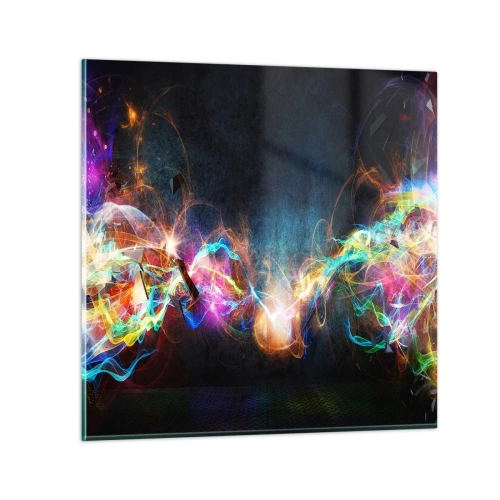 Schilderen op glas - Met vreugde tegen het donker - 60x60 cm