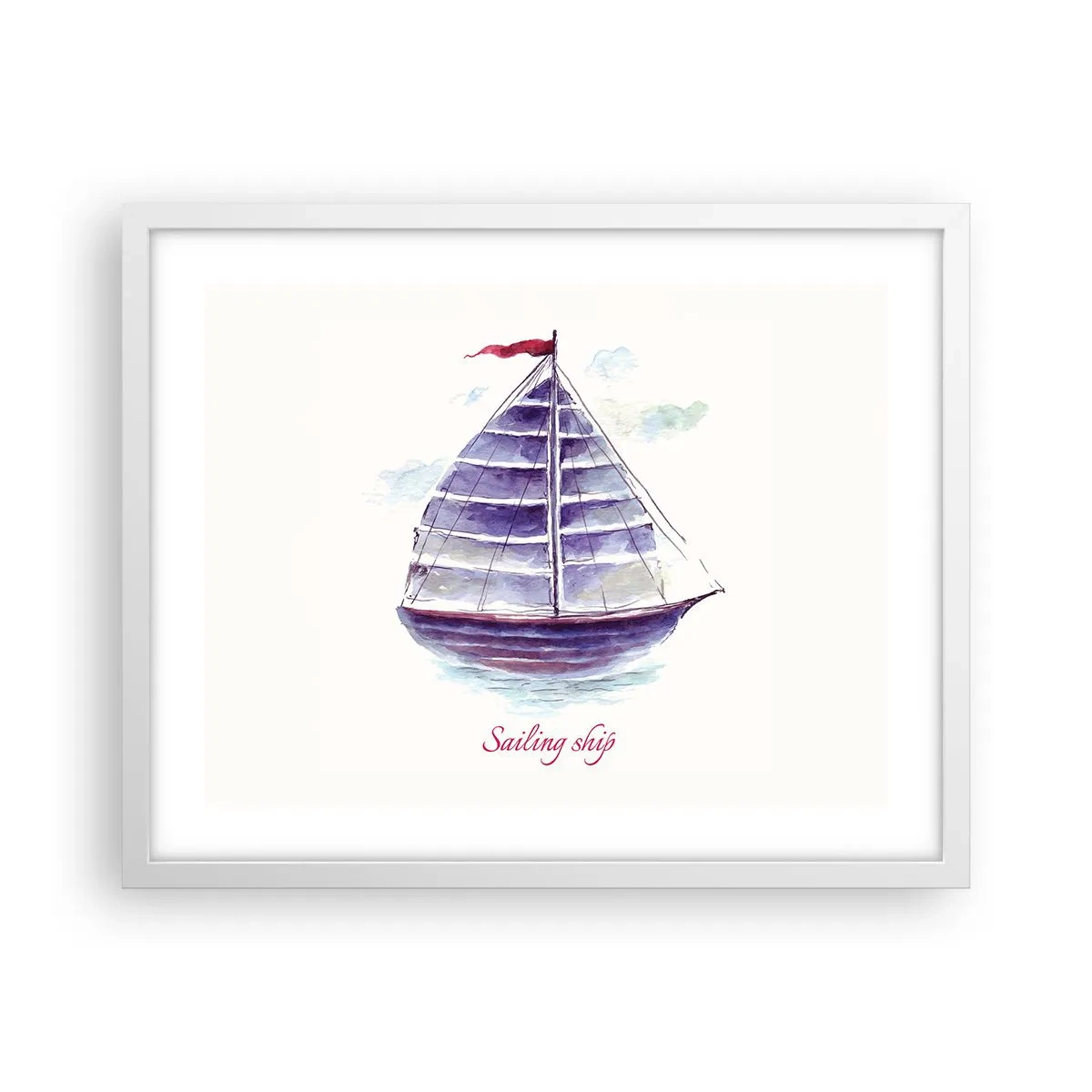 Poster in een witte lijst - Volle zeilen en rustig water - 50x40 cm