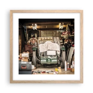 Een poster in een licht eiken lijst - Terug naar het verleden - 40x40 cm