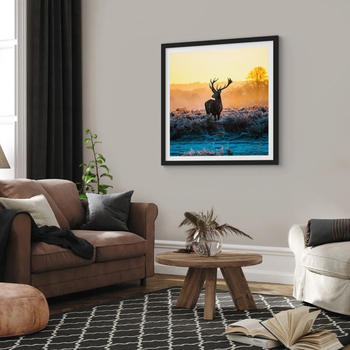 Poster in een zwarte lijst - Gekroond op zijn landgoed - 40x40 cm