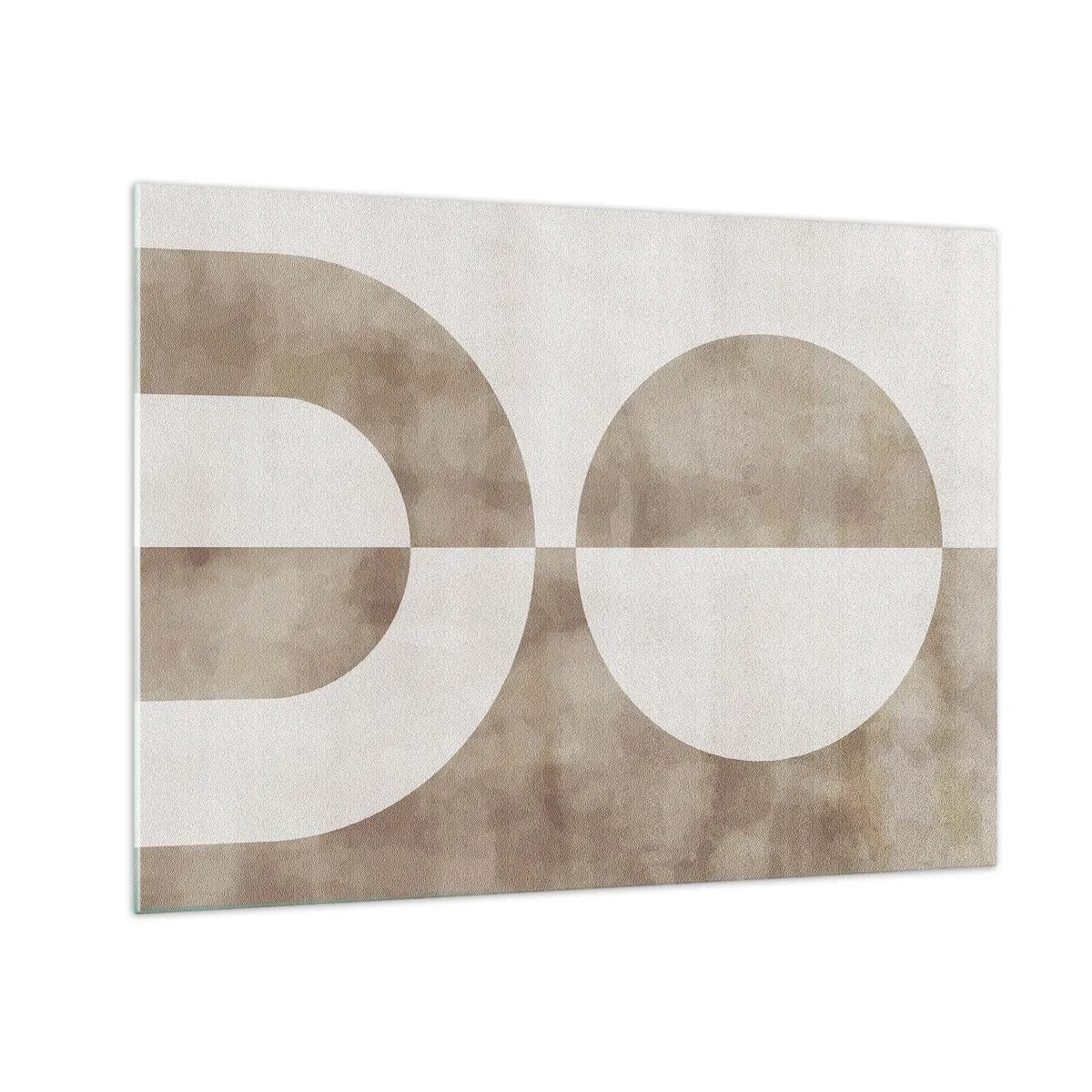 Schilderen op glas - Beige geometrie met een halve cirkel en een cirkel op een horizontale achtergrond - 70x50cm - Gelijkenissen en verschillen - Moderne wanddecoratie voor woonkamer en slaapkamer ARTTOR