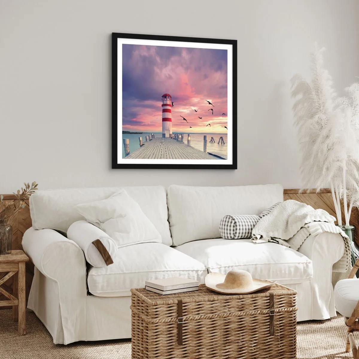 Poster in een zwarte lijst - Het is tijd naar de haven te gaan - 30x30 cm