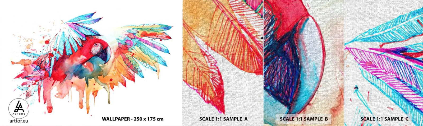 Fotobehang Monster Premium Canvas - . - Papegaai, Vogel, Abstractie - 100x30 cm